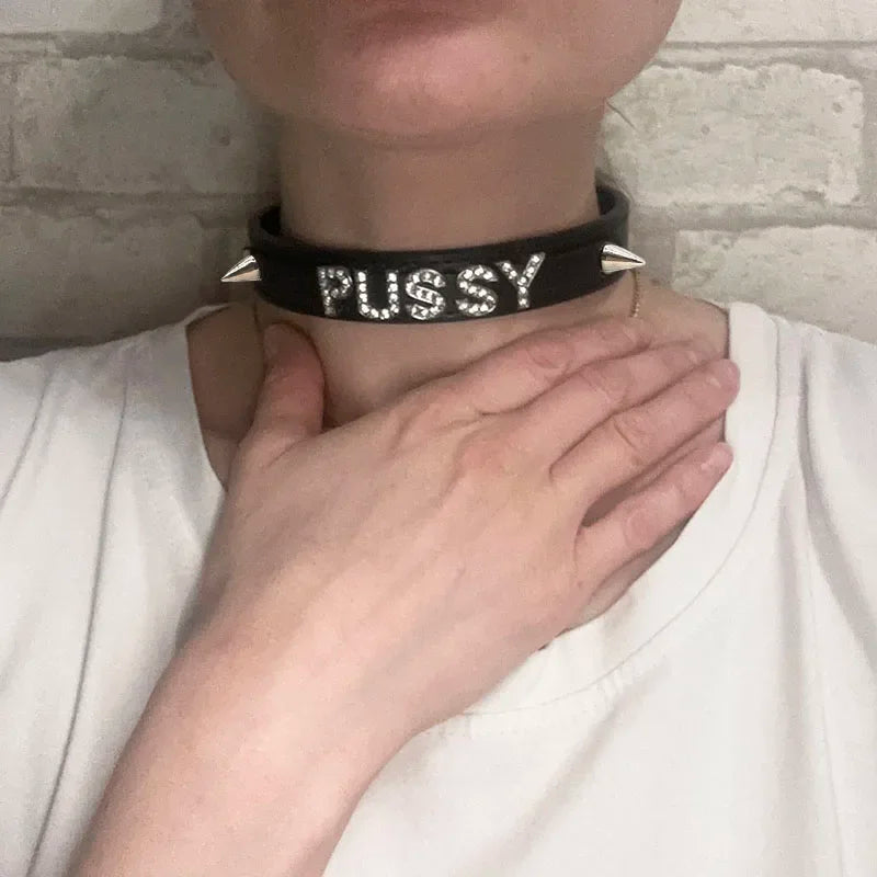 New Hot Sexy PU Leather Letters DADDYS TOY Customized Choker Necklace Punk Rivet DDLG Collar Chocker Jewelry Cosplay Necklaces